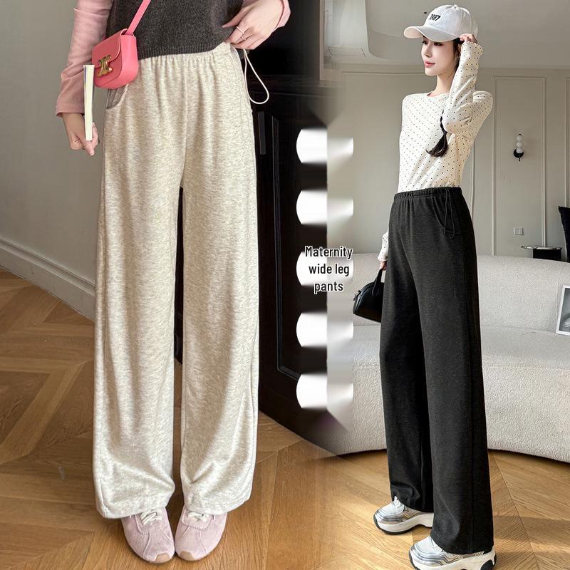 2026 Spring/Summer Plus Size Maternity Wide-Leg Drawstring Pants - Lightweight & Elastic 2XL чёрный