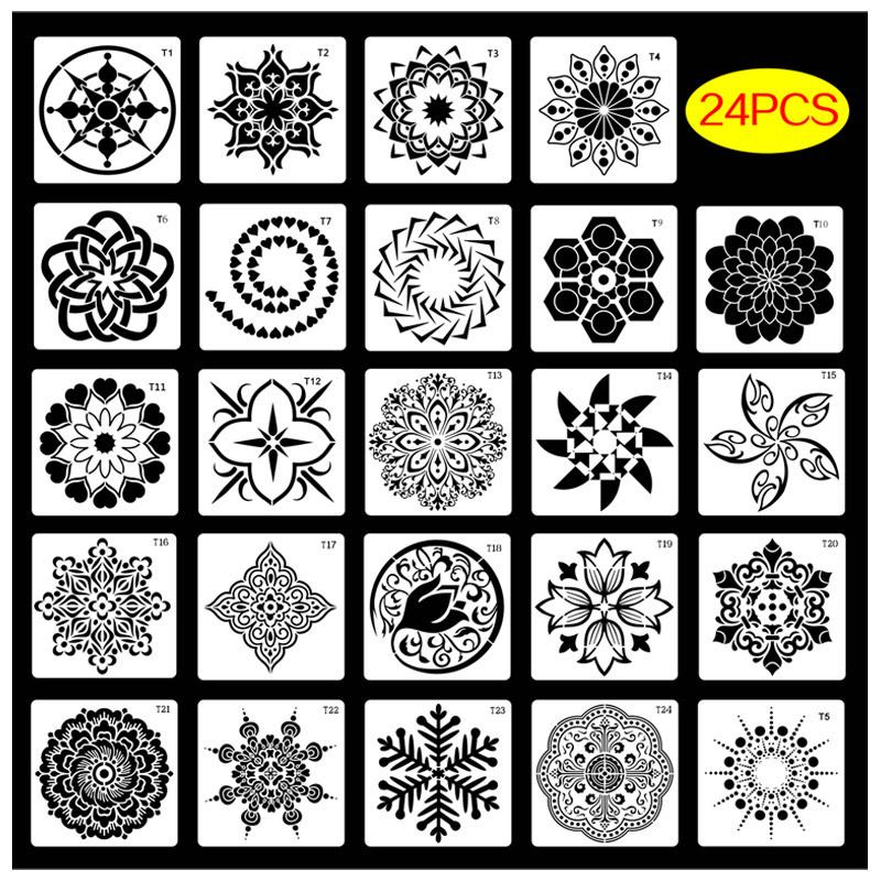 Mandala Painting Template for DIY Wall and Stone Decoration