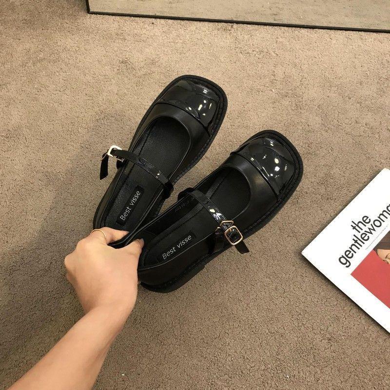 French evening breeze gentle thick-soled Mary Jane single shoes women's shoes spring and summer small fragrant style British small leather shoes INS
