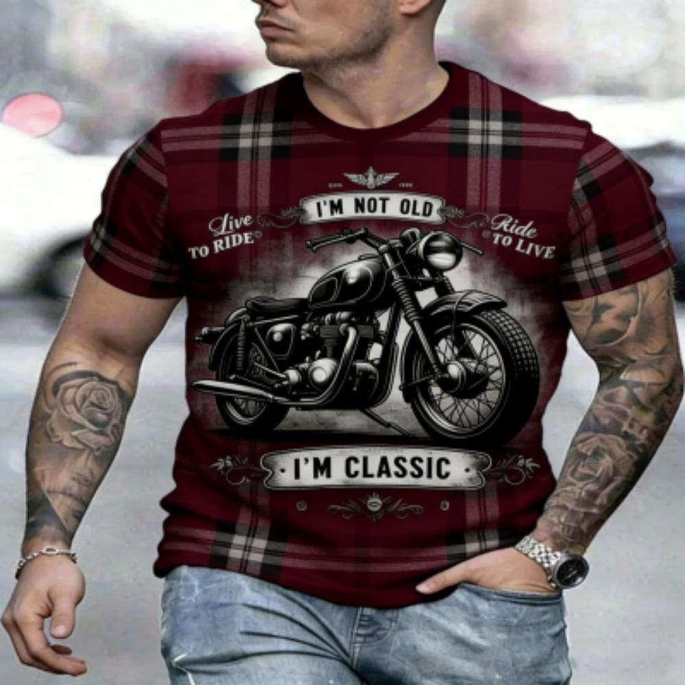 Europe America Summer Men's T-Shirt Motorcycle 3D Print Tees Top Street Casual Loose Outdoor Short Sleeve Plus Size Women T-shirt