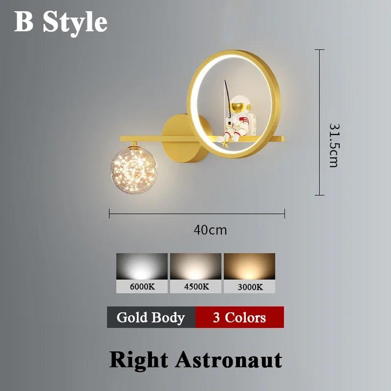 

Modern Home Children s Moon Cartoon Background Wall Lighting Minimalist Creative Astronaut Bedroom Bedside Sconce Lamps for Room 3 Colors Light