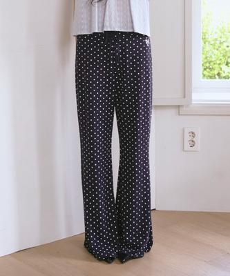 THE GREEN LAB Soft Daily Dot Bootcut Pants [Navy]
