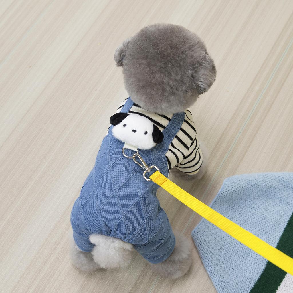 Pet Clothing Small Dog Teddy Pomeranian Dog Clothes Cat Autumn and Winter Warm and Comfortable 25 Denim Four-leg Cotton Coat
