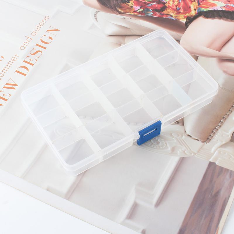 Plastic 10//15 Slots Adjustable Jewelry Storage Box Case Craft Organizer Bead