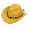 Women Men Western Cowboy Hat, Wide Curved Brim Felt Cowgirl Hat, Vintage Jazz Riding Hat, Removable Hat Belt, Head Circumference 56‑58cm