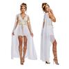 Game Greek Goddess Costume Dress With Silver Mesh Fabric For Cosplay Events