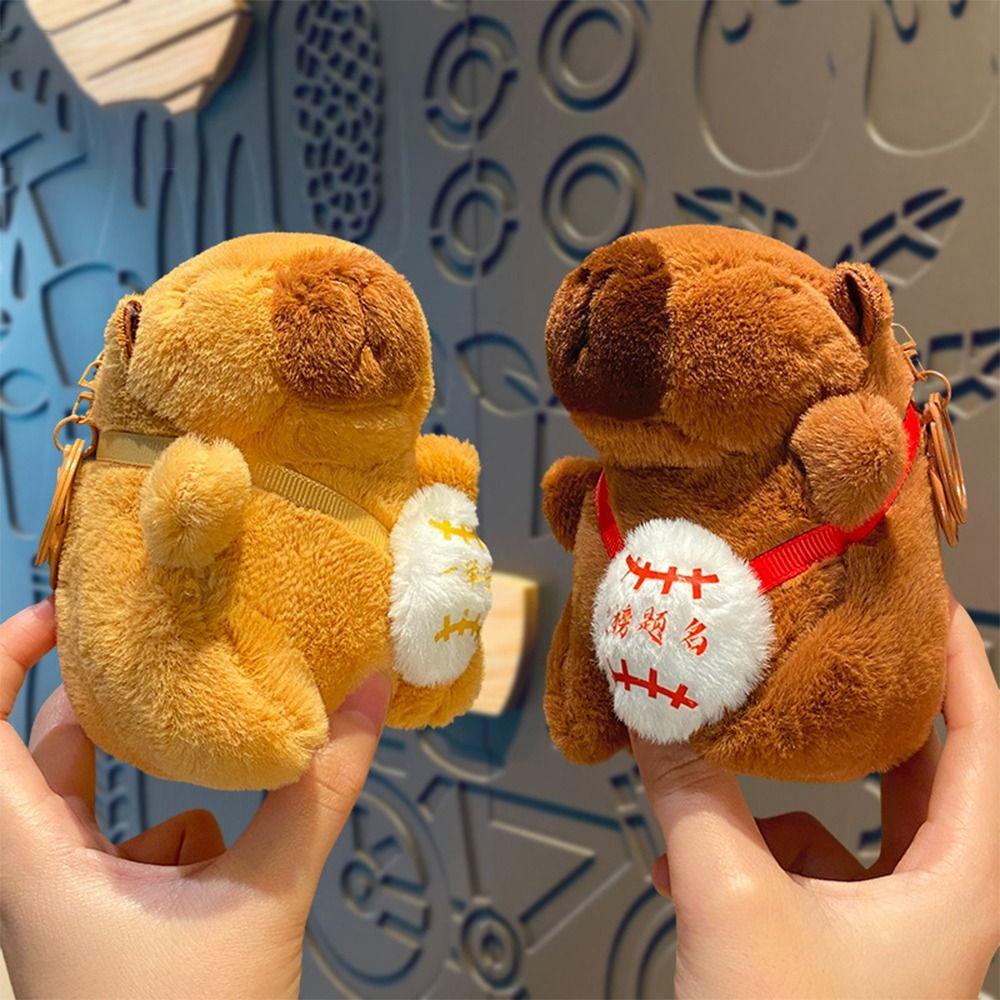 

Soft Capybara Keychain Plush Bag Pendant Trendy Fluffty Doll Keyring Gift коричневый