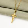 Stainless Steel Layered Necklace with Simple Four-pointed Star and Cross Pendant