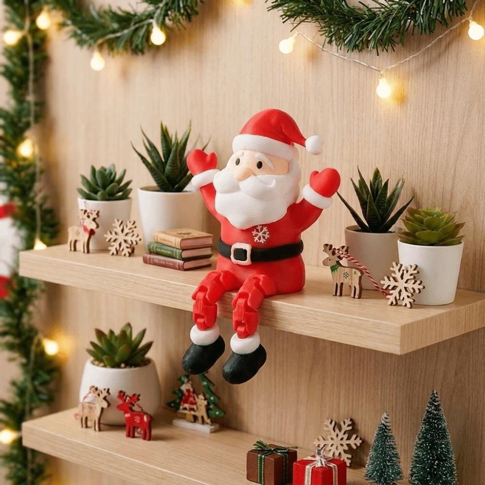 Cartoon Santa Claus Sitting Statue 3D Printed Mini Santa Claus Ornament  Home Decor