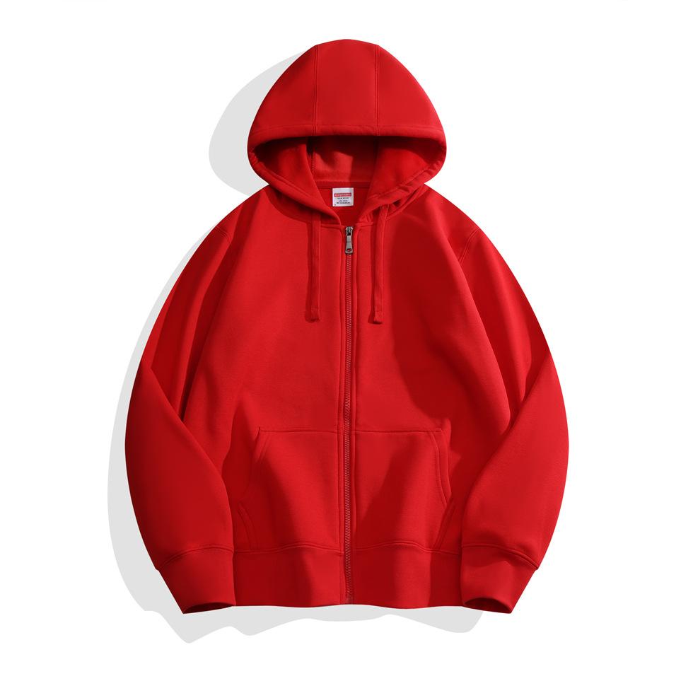 Осенняя двухигольная качественная флисовая кофта с капюшоном застежкой-молнией спускающимися плечами и повязками на голову одежда для пар модная школьная одежда для студентов мужского и женского пола 4XL красный 3290₽