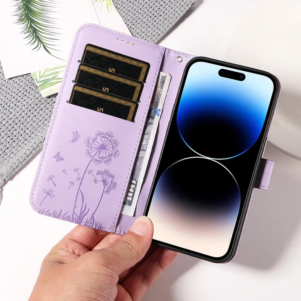 Leather Wallet Case For Xiaomi Poco X6 X5 F5 Redmi A3 12C Redmi Note 12 11 Pro Plus 12S 11S Turbo 3 Stand Flip Phone Cover Strap