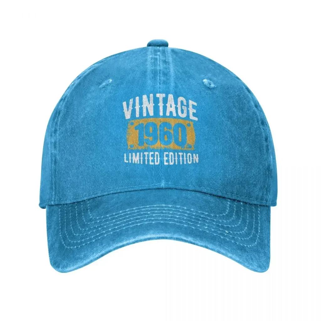 1960 Edycja Limitowana Unisex Styl Czapki Baseballowe 60 Urodziny Postarzany Denim Prane Kapelusze Czapka Retro Aktywności Prezent Czapka Przeciwsłoneczna