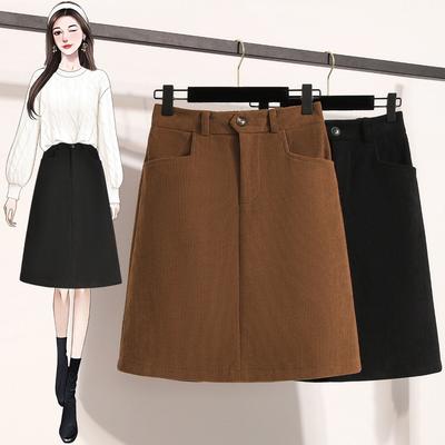 DIMANAF Plus Size 2025 New Winter Women Skirts Short Corduroy Loose Casual Elastic Waist Fashion Lady Thick