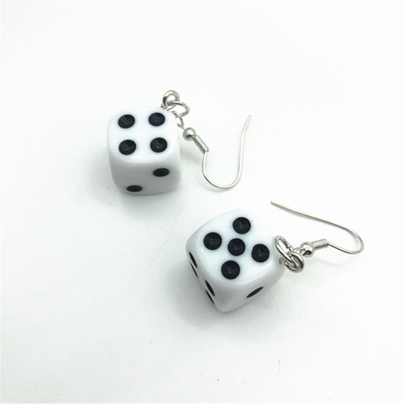 Handmade Cartoon 3D Resin Dice Drop Earring Tassel Casino Candy Color Personality Fun Zircon for Women Female Gift