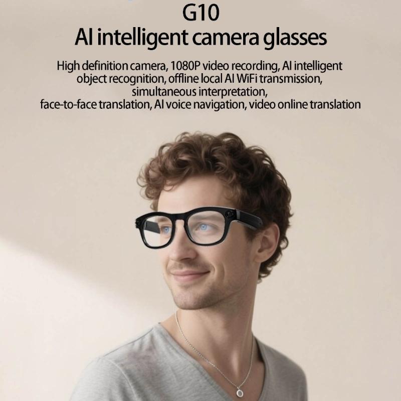 KI Kleine Brille Sprachsteuerung Hände Einfache Bedienung Kamera Blaulichtfilter Leichter ABS-Rahmen für den täglichen Gebrauch