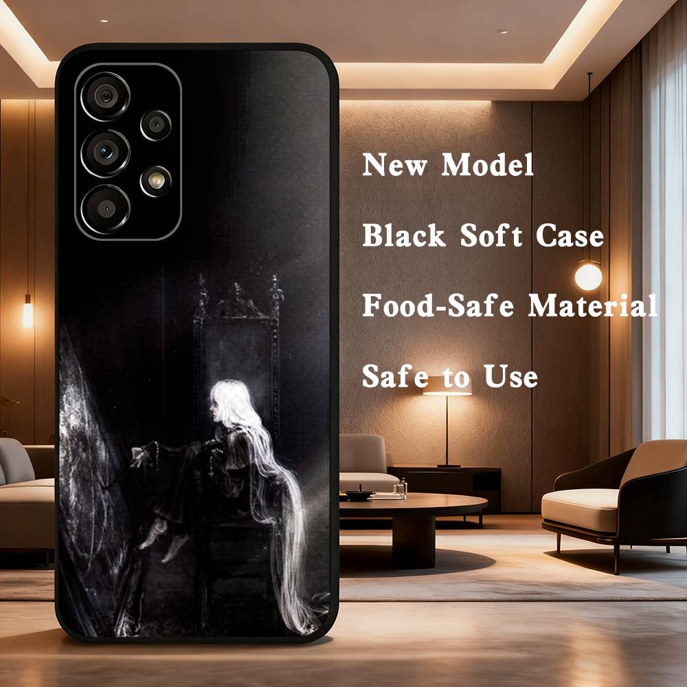 Sword  White Hair Witch For Samsung Galaxy A73,31,71,53,32,72,Note,22,41,8,9,52,J7,Soft Black Silicone Cover Case