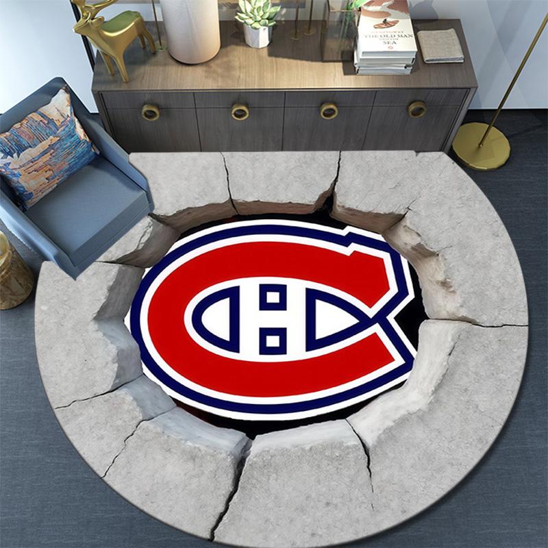 Montreal Canadiens2 Round Area Rug,Carpet Rug for Living Room Bedroom Sofa Playroom Decor,Non-slip Floor Mat