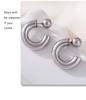 Qiong Yao 18K Gold-Plated C-Shaped Steel Bead Earrings for Women – Autumn/Winter Fashion Accessories