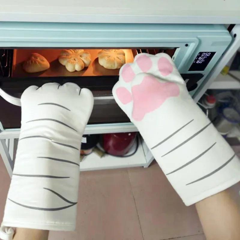 1 Paar Katzenpfoten-Isolierhandschuhe Niedliche Katzenkralle Ofenhandschuhe Mikrowellenofen Hitzebeständige Backhandschuhe Küchenzubehör