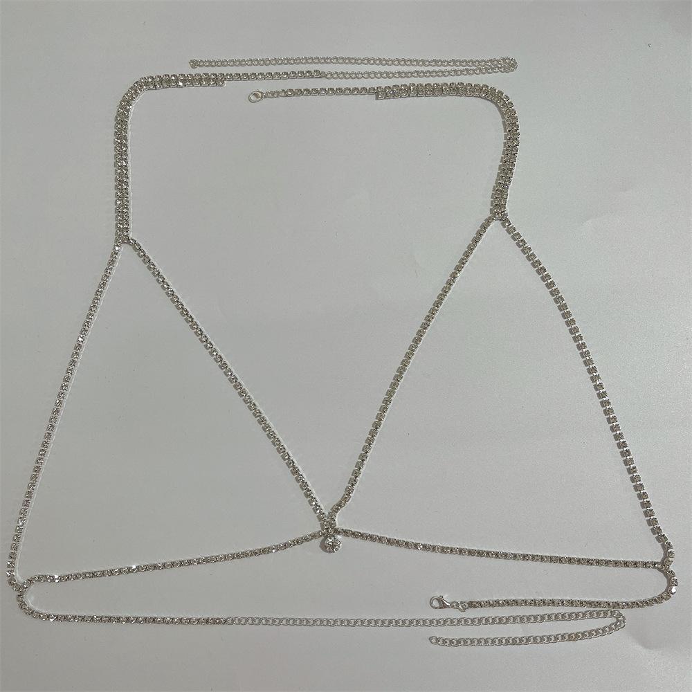 New Simple Hollow Bra Chain Ins Versatile Shiny Rhinestone Bikini Body Chain Body Chain
