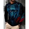 Herren Herbst und Winter 3D Tiger Wolf Print Rundhals Langarm T-Shirt