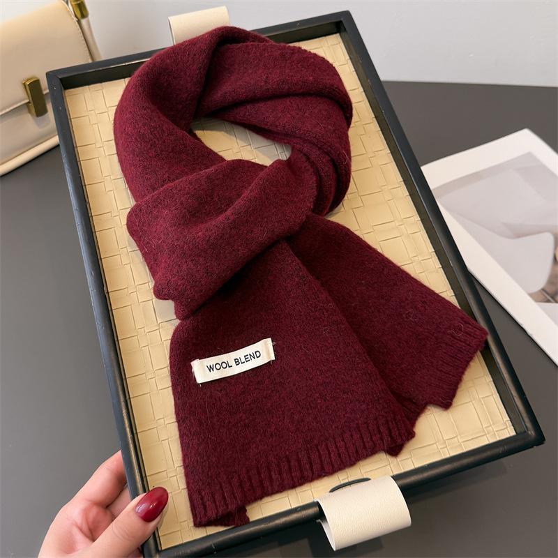 Luxury Korea Styles Solid Color Winter Warm Knitted Scarf Women Simple Shawls Lady Soft Wraps Neckerchief Cashmere Pashmina