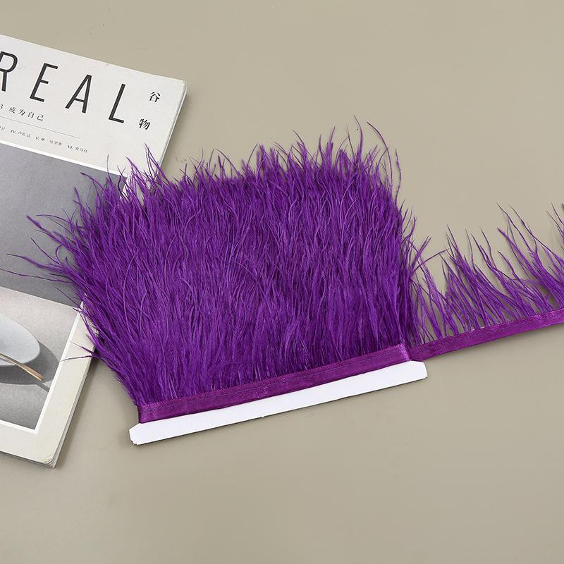 Color 8-10 Cm Ostrich Hair Cloth Edge Clothing Cuffs Hem Ostrich Feather Strips Cloth With Accessories Lace