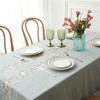 Floral Embroidery Tassel Tablecloth, Cotton Linen, Dust Proof Table Cover, Kitchen, Dining Room,Home Party, Tabletop Decor