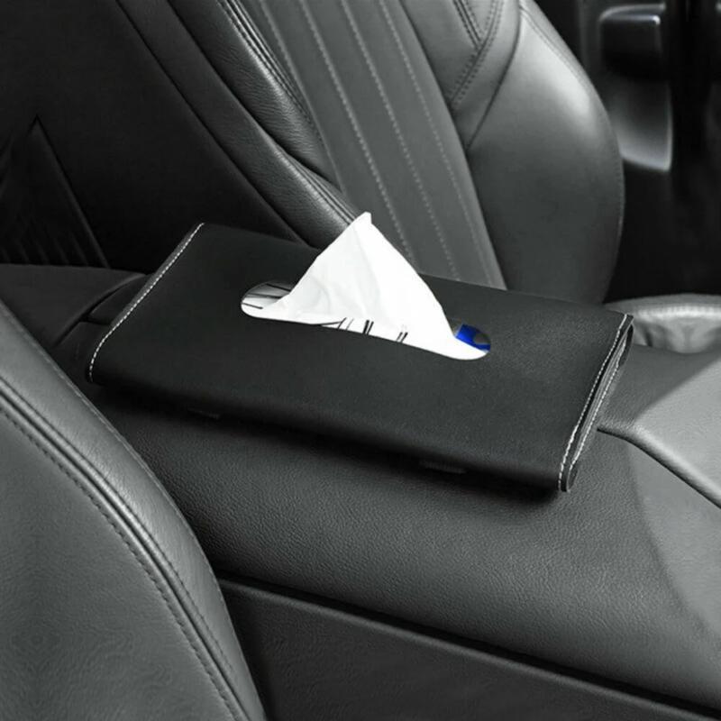Car Visor Storage Accessory - Detachable PU Leather Tissue Box for SUV/Sedan/Truck
