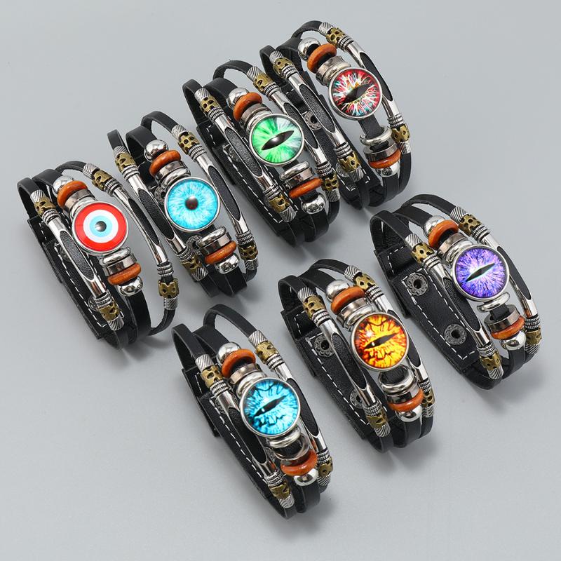 Kreatives Perlen Teufelsauge Mehrschichtiges Leder Verstellbares Armband Unisex Schmuck Accessoires Geschenke