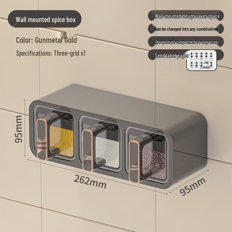 Wall-Mounted Moisture-Proof Kitchen Seasoning Storage Box and Rack
