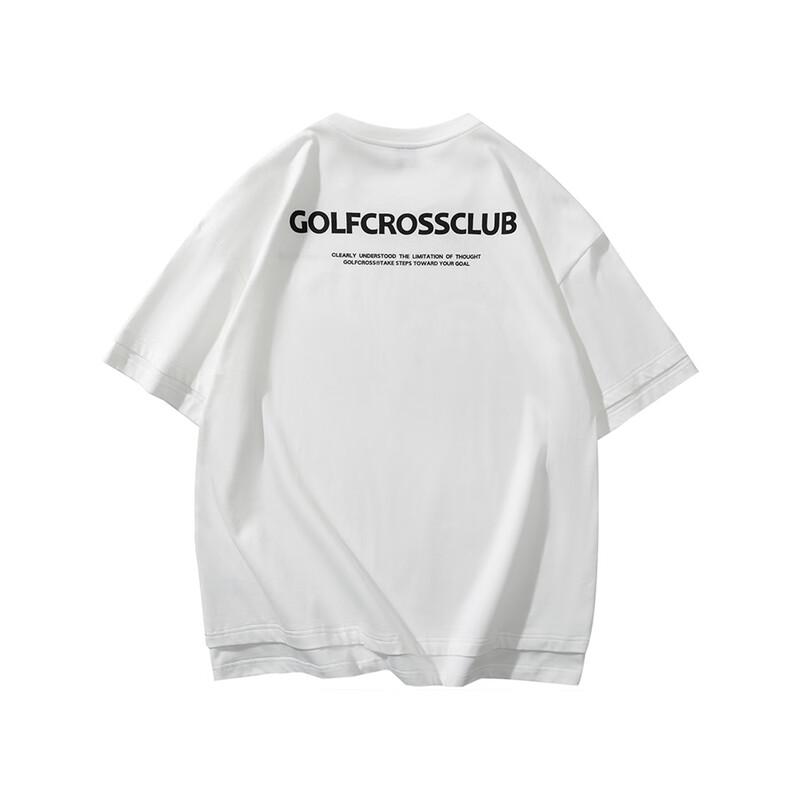 GOLFCROSS College Style Color-block Faux Layered Cotton T-Shirt XL