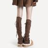 Popular Ballet Yoga Socks Women'S Straps Autumn And Winter Thickened Stack Socks Cover Lace Jk Over The Knee Leg Cover Warm Split Fork
