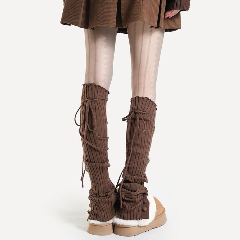 Popular Ballet Yoga Socks Women'S Straps Autumn And Winter Thickened Stack Socks Cover Lace Jk Over The Knee Leg Cover Warm Split Fork