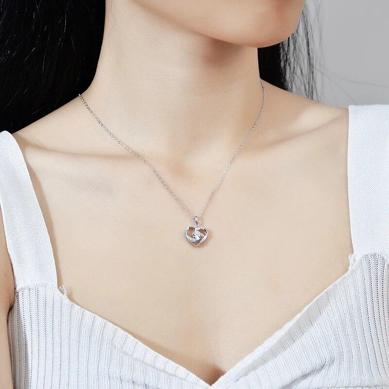 Neue Echte Moissanite Herz Anhänger Halskette VVS1 D Farbe Reinem S925 Sterling Silber Edlen Schmuck Geschenk für Frauen