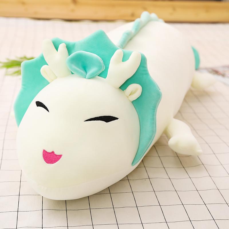 Non-Toxic Cute Dragon Plush Toy 90-150Cm Soft White Long Pillow Three Colors Dinosaur Stuffed Sleeping Cushion Gift Cartoon