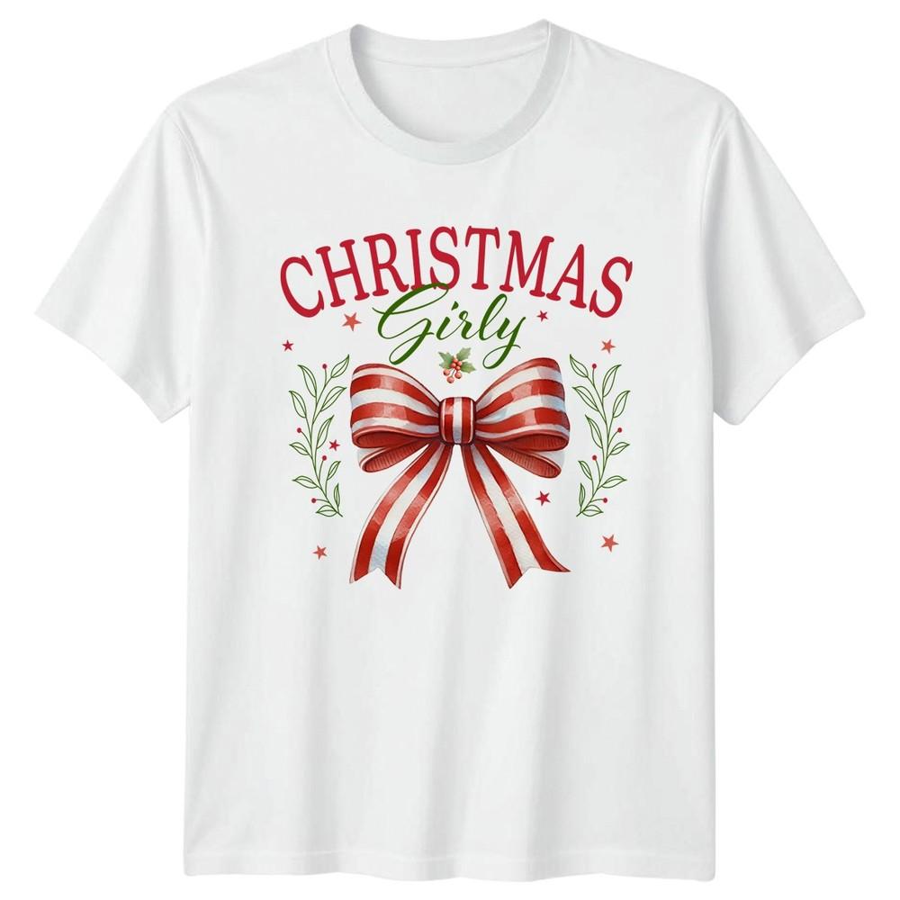 Christmas Girly Bow Holidays TShirt Unisexs Tee Unisexs Graphic Top Festive Style S
