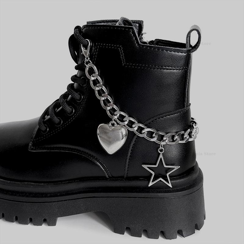 1pc Metal Hollow Stars Shoes Chain Large Heart Pendant Boots Buckles Women Shoe Decor Accessories Diy Fashion Party Jewelry Gift