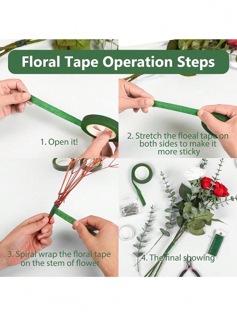1/2/5PC Christmas Bouquet Floral Stem Wrap Tape Self-adhesive Green Bouquet Wrapping Paper Tape  Party DlY Flower Wrap Supplies