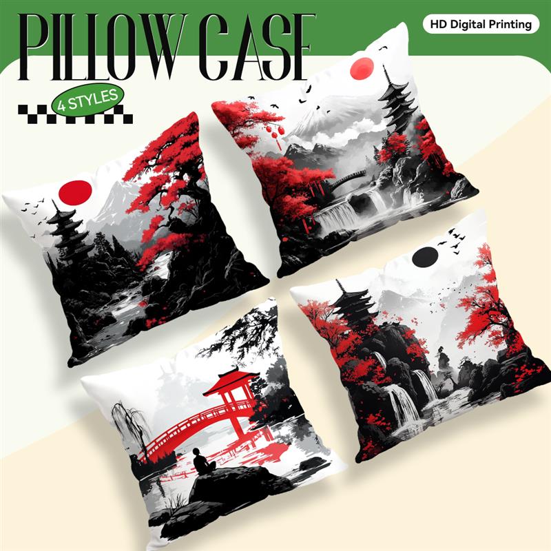 Japan Landscape Cushions Pillowcase Printed Polyester 45X45Cm Throw Pillow Cover Decorative Sofa Cushion Pillowslip Home Decor
