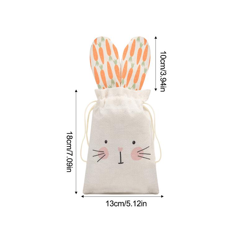 WTEMPO Ostern Süße Kaninchen Geschenktüten Frühling Sommer Party Mitgebsel Geburtstagsdekorationen Wiederverwendbare Goodie-Aufbewahrungstaschen Kaninchen Kordelzug Leckerli-Taschen