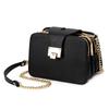 Bolso de mano de diseñador con correa de cadena y solapa para mujer, bolso de mano con hebilla de metal