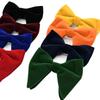 Men's Wine Red Velvet Floral Double-Layer Bow Tie - Fashionable Horn Style
