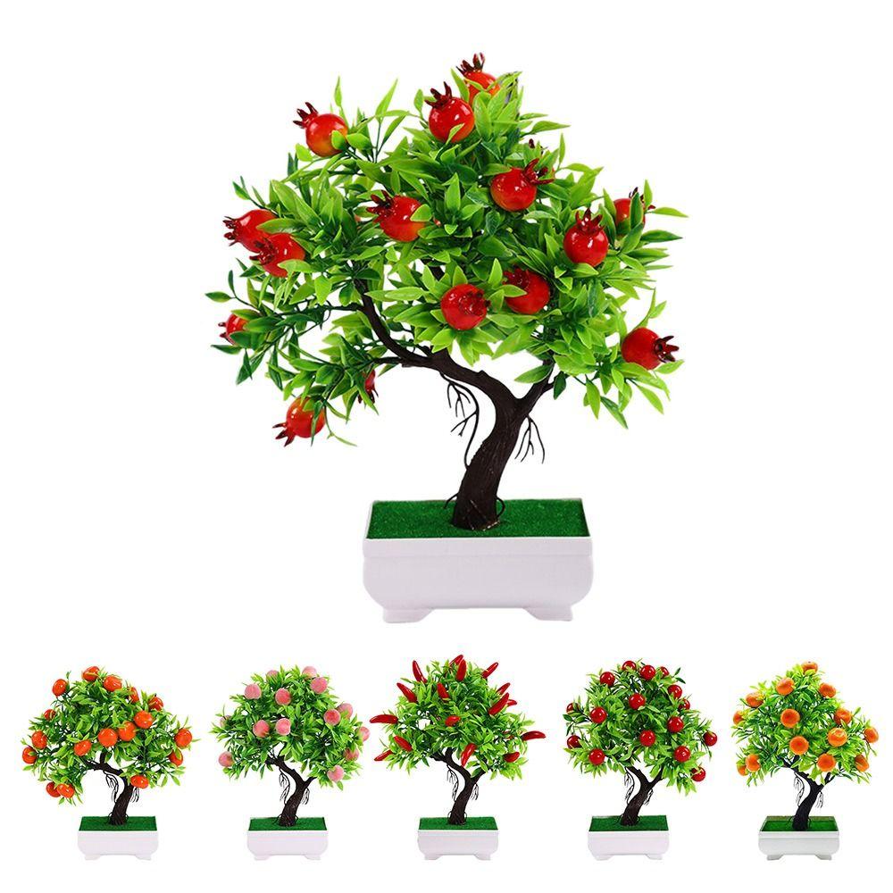 Pomegranate Chili Fruit Tree Potted Multicolor Simulation Plant Potted Home Decoration