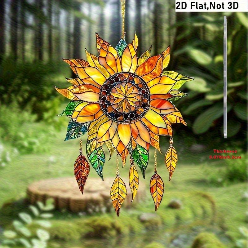 Vintage Sunflower Suncatcher 2D Acrylic Window Hanging, Sunflower Wall Decor for Kitchen Office Garden Decor, Sunflower Gifts