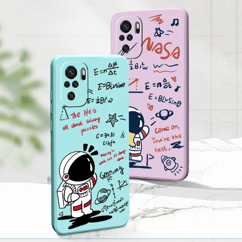 

Silicone Color Phone Case for Xiaomi Redmi Note 11S 8 7 10C K40 11T 9C 11 9 9S 10 Pro 9T 9A 10T Cartoon Space Astronaut Cover
