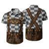 Camisa de Manga Corta con Botones para Hombre con Estampado Vintage de Festival Corte Relajado Informal para Fiesta y Uso Diario