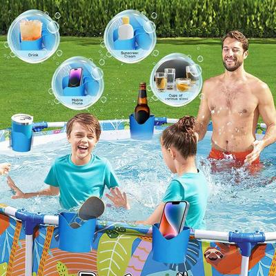 Pool Cup Holder 4-Piece Poolside Cup Storage Holder Space-Saving Storage Organizer Poolside Accessories for Backyard Beach