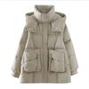 FASHION Medium and Long Down Jacket Women's Thickened Warm 2025 Winter New Small Hooded White Duck Down Pocket Jacket Trendy Clothes