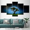 Canvas Painting Lucky Tree with Moon Star Sky Landscape 5 Pieces Wall Art Painting Modular Wallpapers Poster Print Home Decor